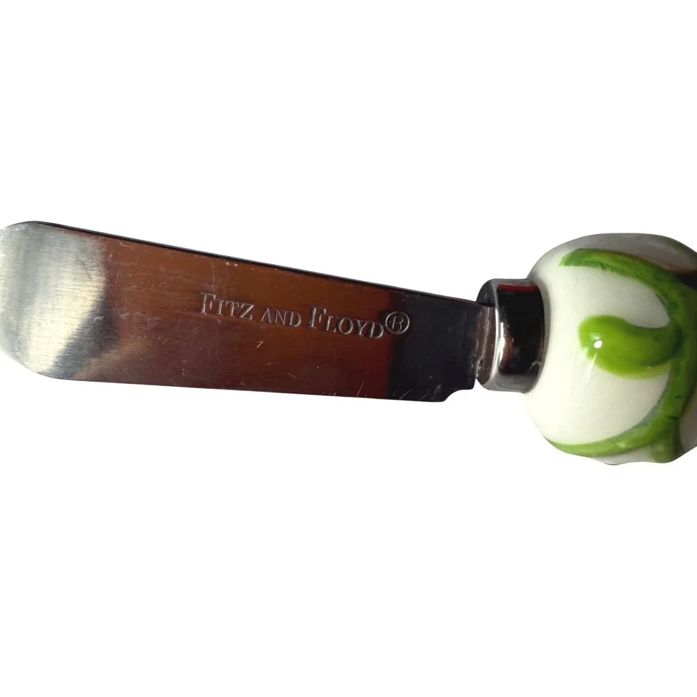 Fitz and Floyd Santa Snack‎ Plate Spreader Mingle Jingle Be Merry Set Christmas